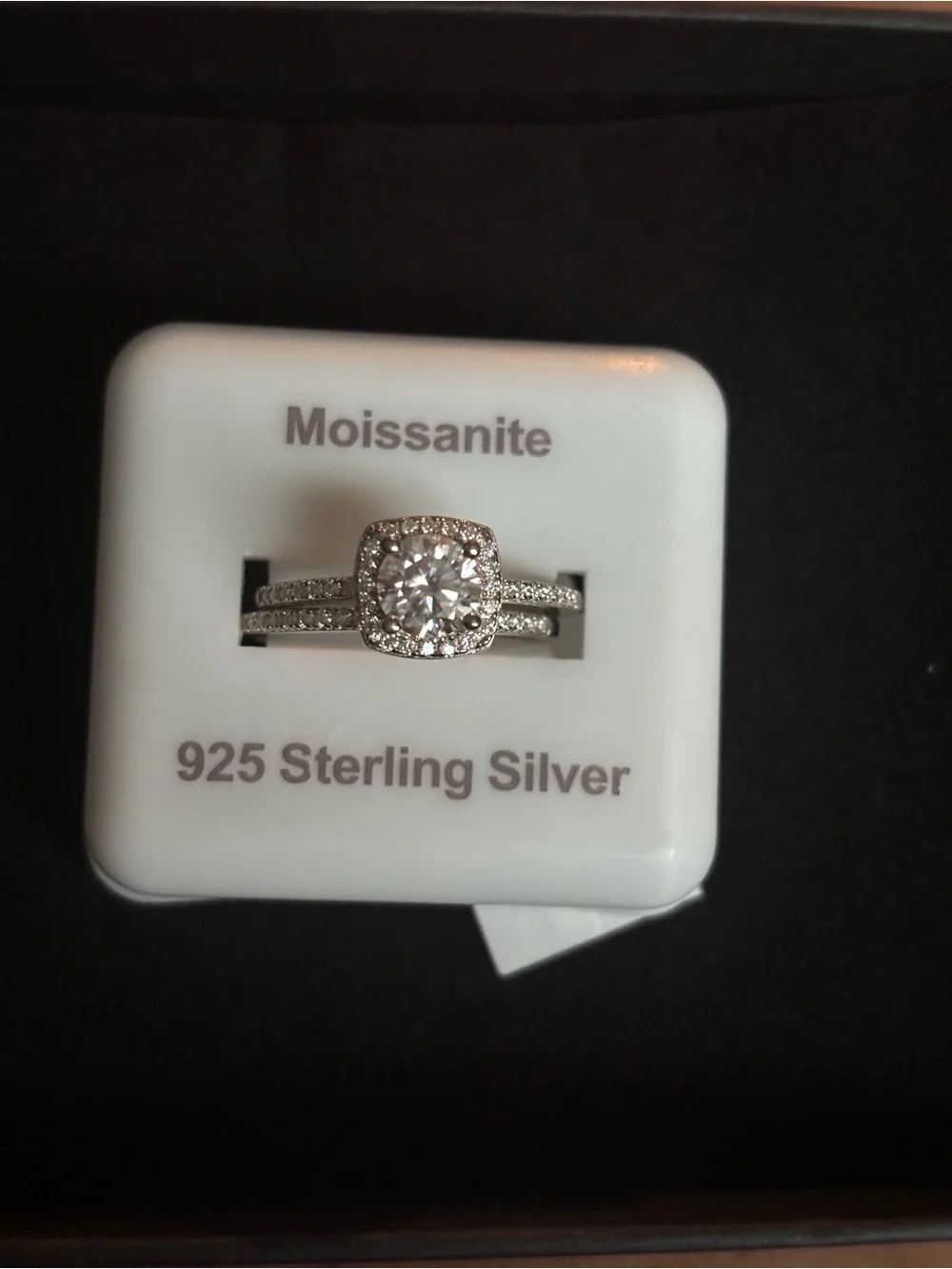 Sterling Silver Halo Engagement Ring - White